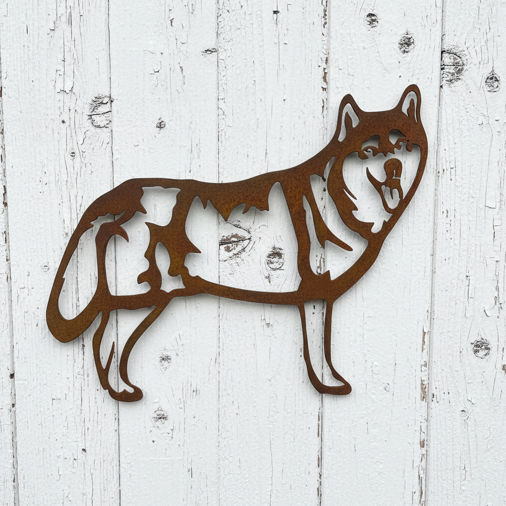 Siberian Husky Metal Wall Art - Dog Garden Art