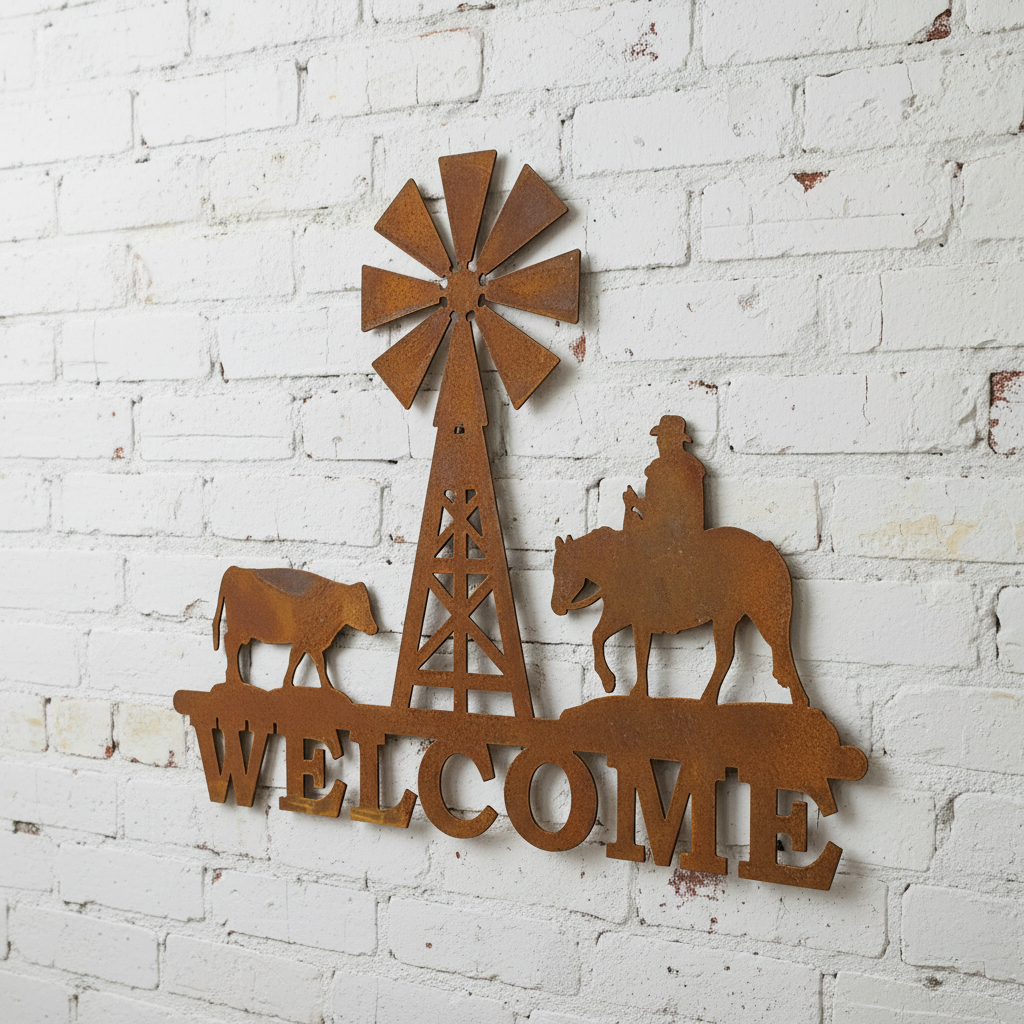 Welcome Windmill Wind mill Metal Wall Art