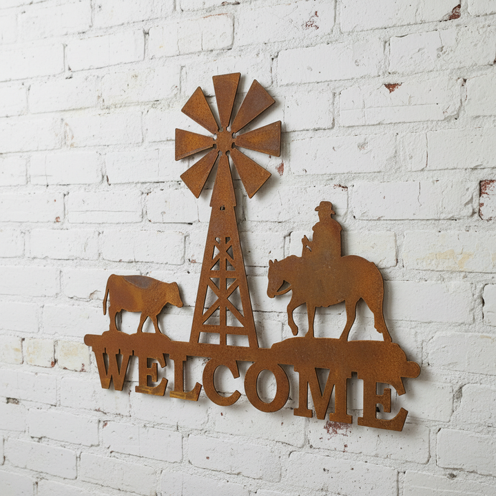 Welcome Windmill Wind mill Metal Wall Art