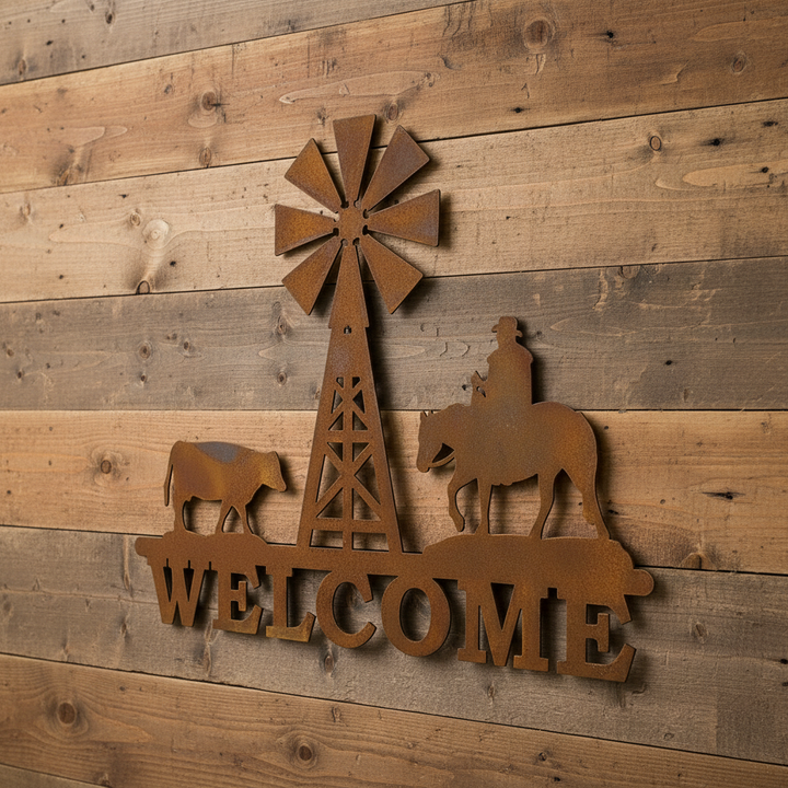 Welcome Windmill Wind mill Metal Wall Art