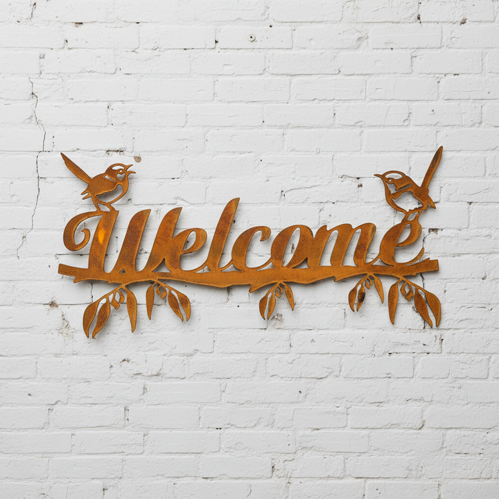 Wren Welcome Sign - Metal Wall Art - Custom Wording