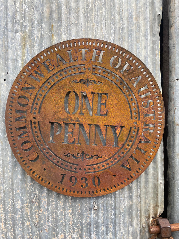 1930 Australian Penny Metal Wall Art-Old n Dazed