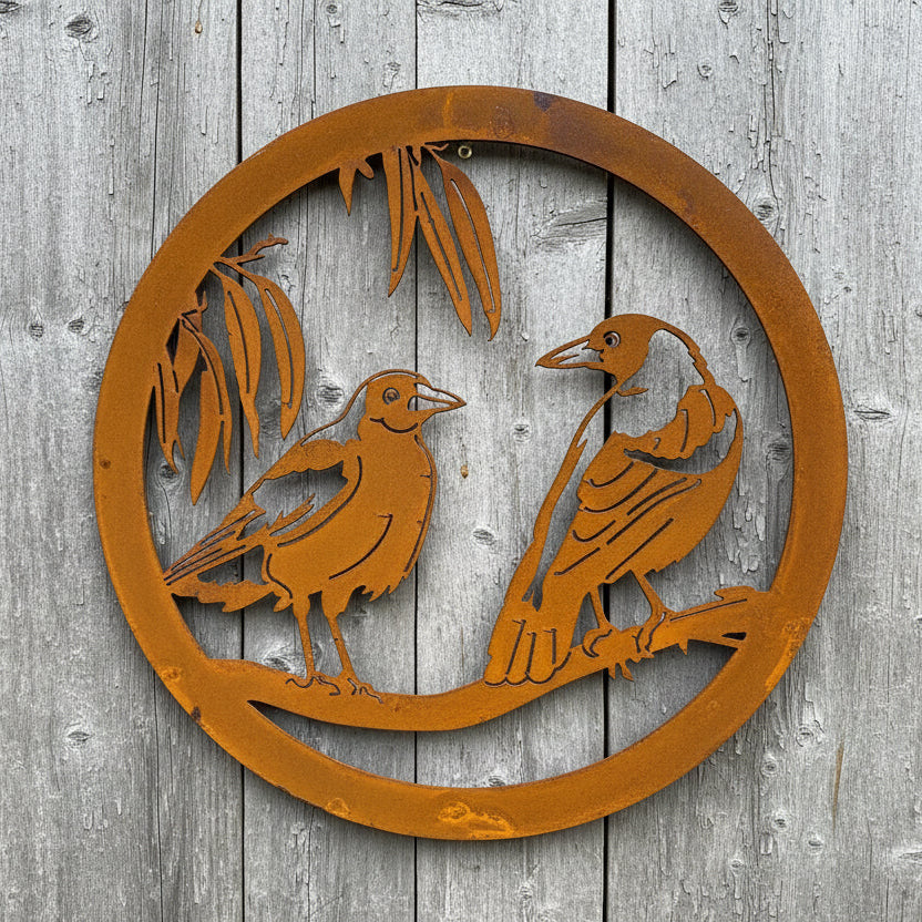 2 Magpies Round Wall Art-Old n Dazed