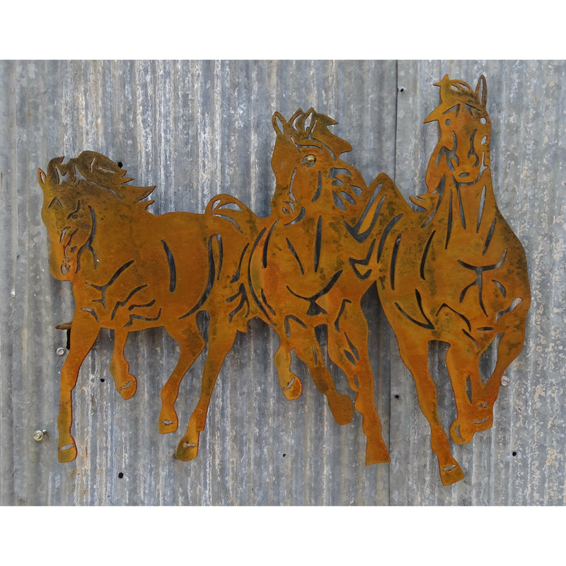 3 Horses Metal Wall Art-Old n Dazed