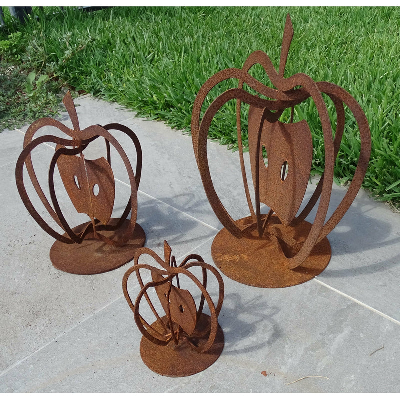 3d Apples Small Sizes(3 sizes available) Metal Garden Art-Old n Dazed