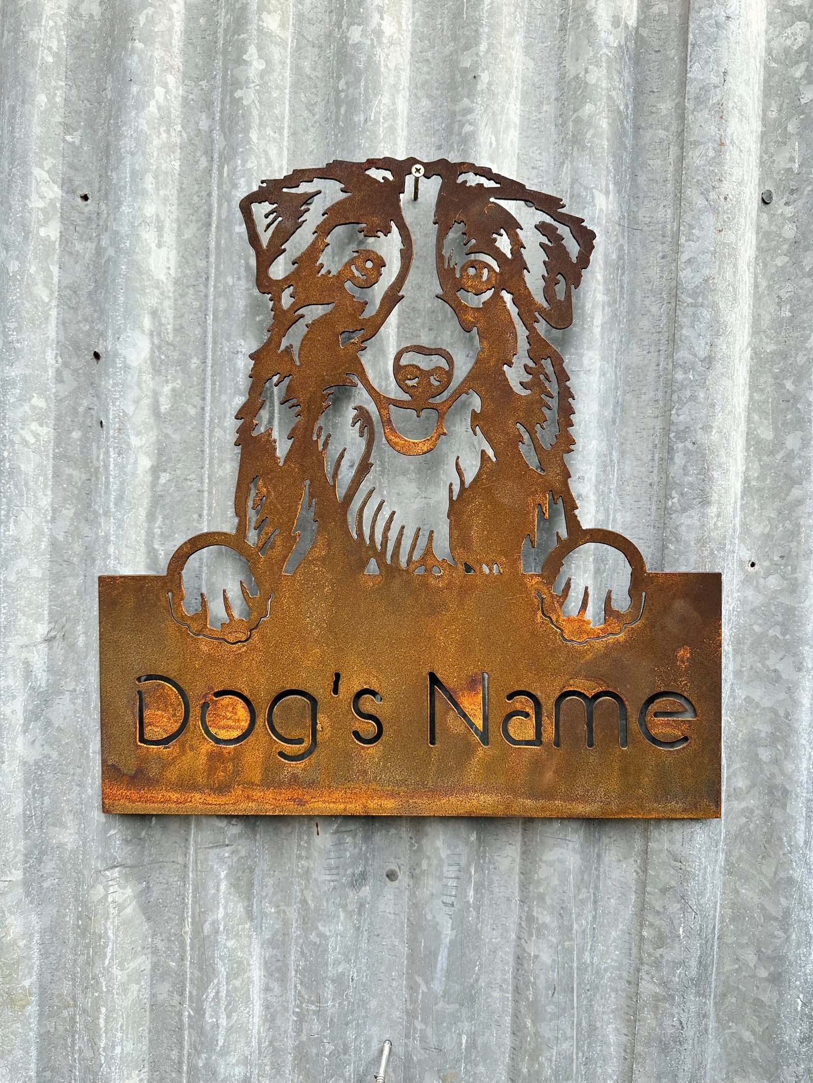 Australian Shepherd - Dog Memorial Plaque - Metal Art-Old n Dazed