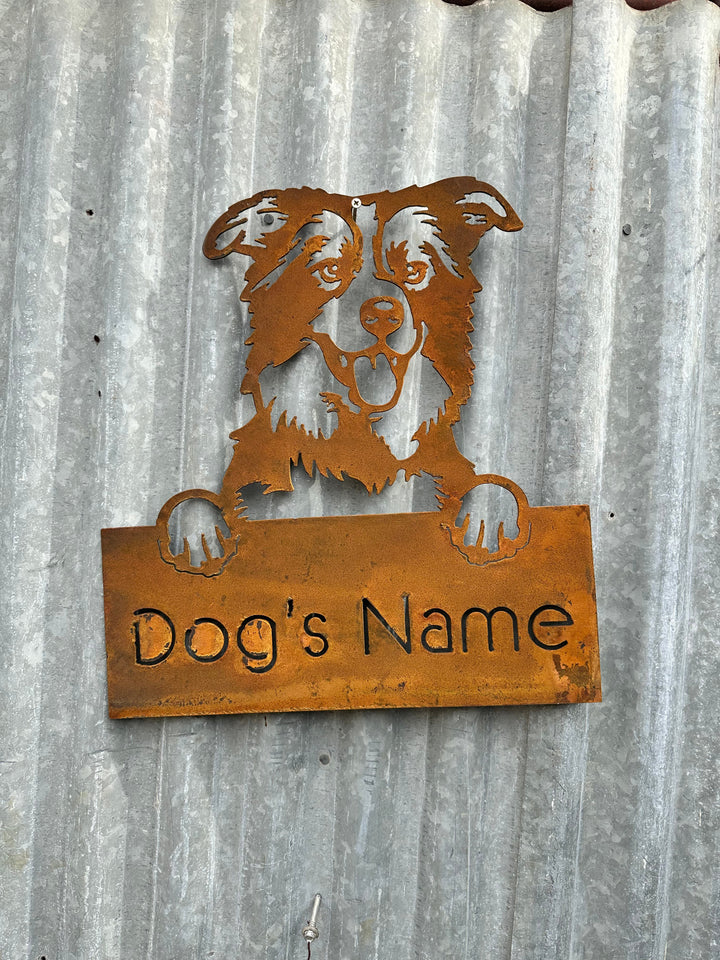 Border collie metal art best sale