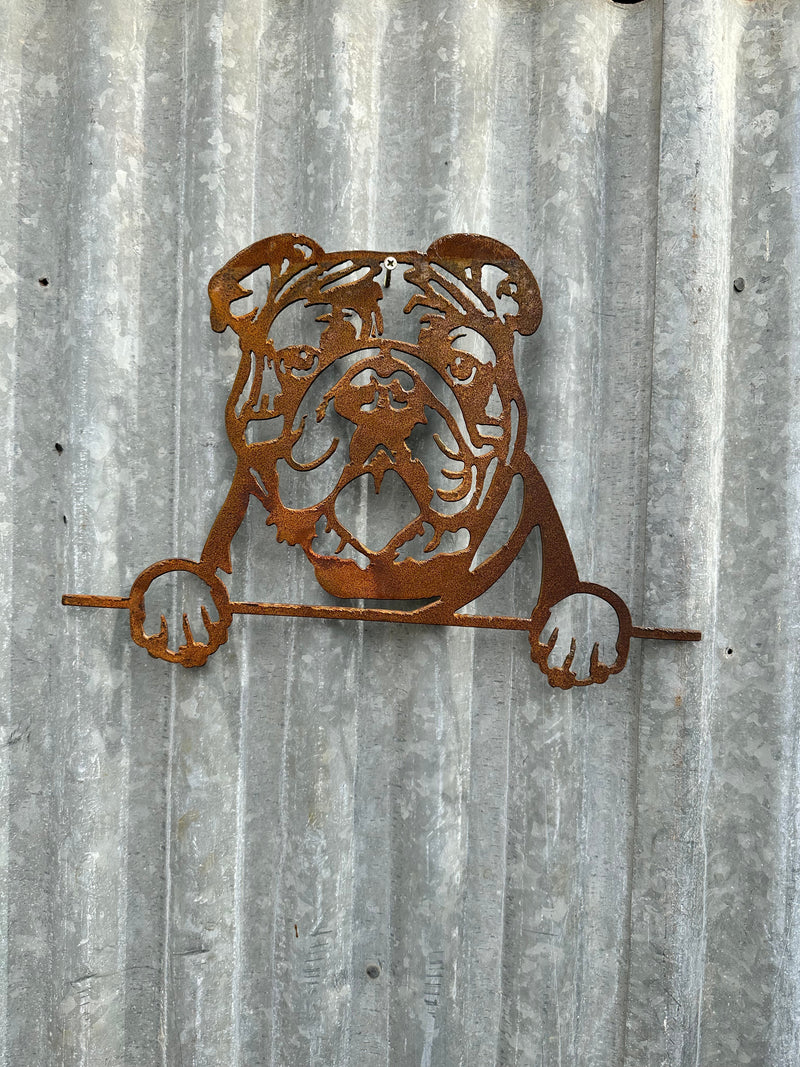 Bulldog - Dog Memorial Plaque - Metal Art-Old n Dazed