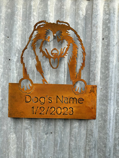 Collie - Dog Memorial Plaque - Metal Art-Old n Dazed