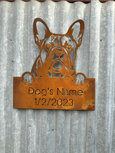 French Bulldog - Dog Memorial Plaque - Metal Art-Old n Dazed