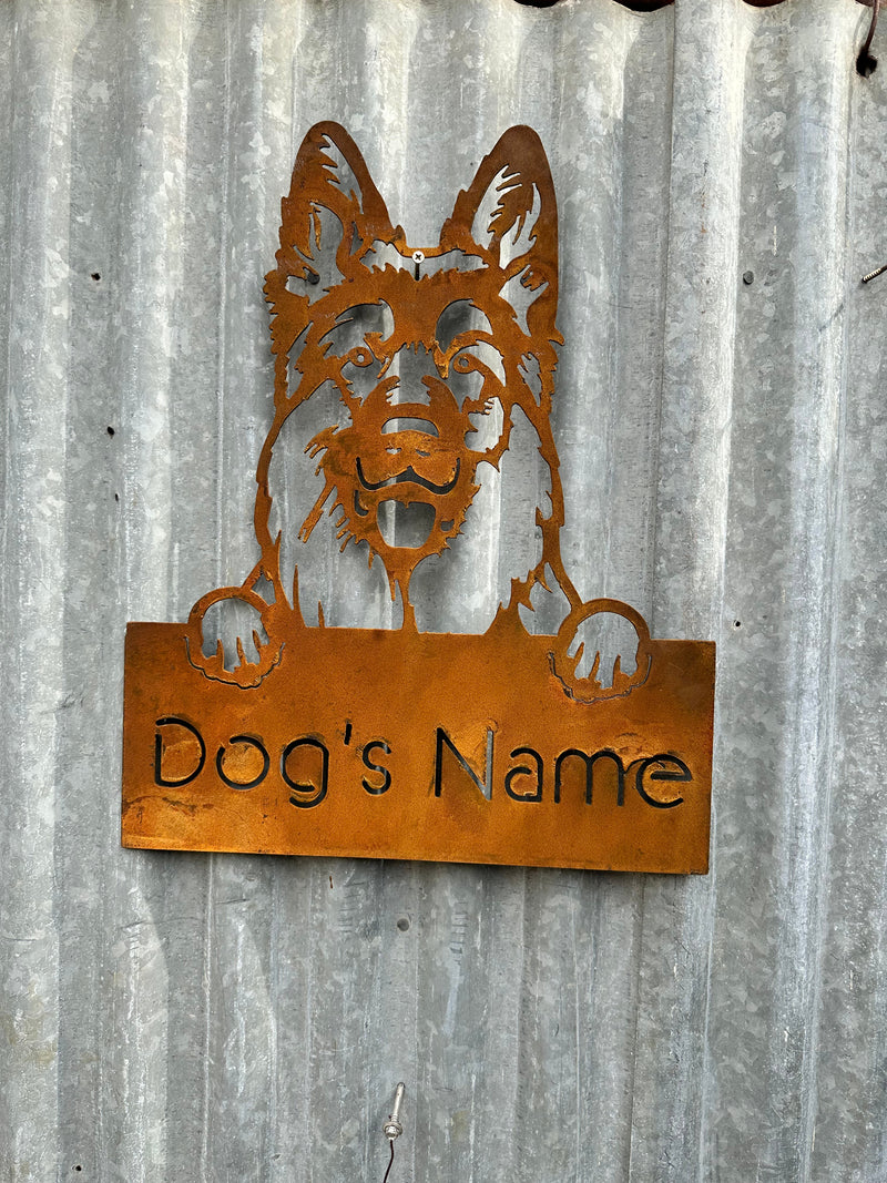 German Shepherd - Dog Memorial Plaque - Metal Art-Old n Dazed