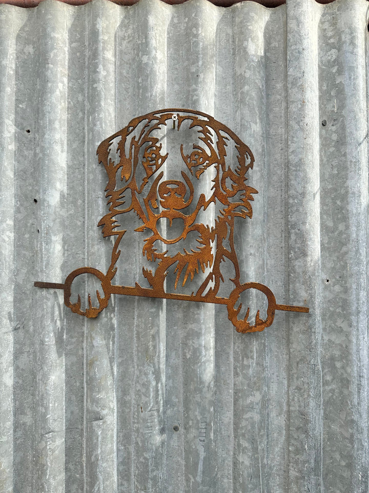 Golden Retriever Dog Memorial Plaque Metal Art Old n Dazed