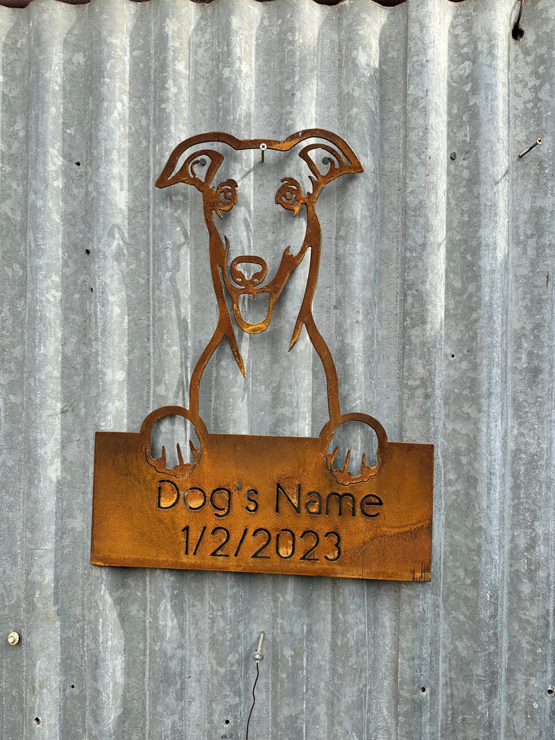Grey Hound - Dog Memorial Plaque - Metal Art-Old n Dazed
