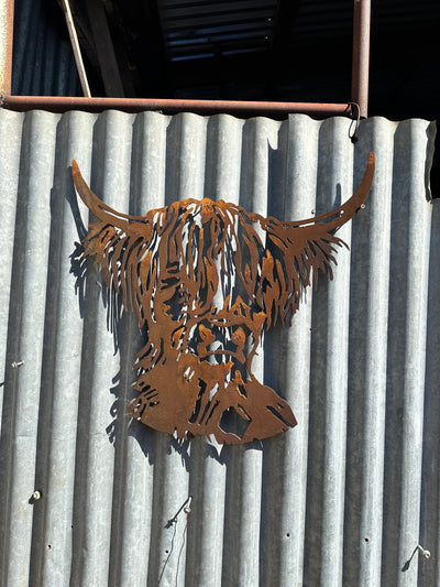 Highland Cow Metal Wall Art-Old n Dazed