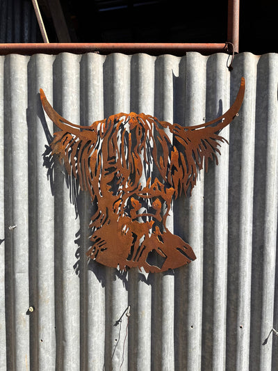 Highland Cow Metal Wall Art-Old n Dazed