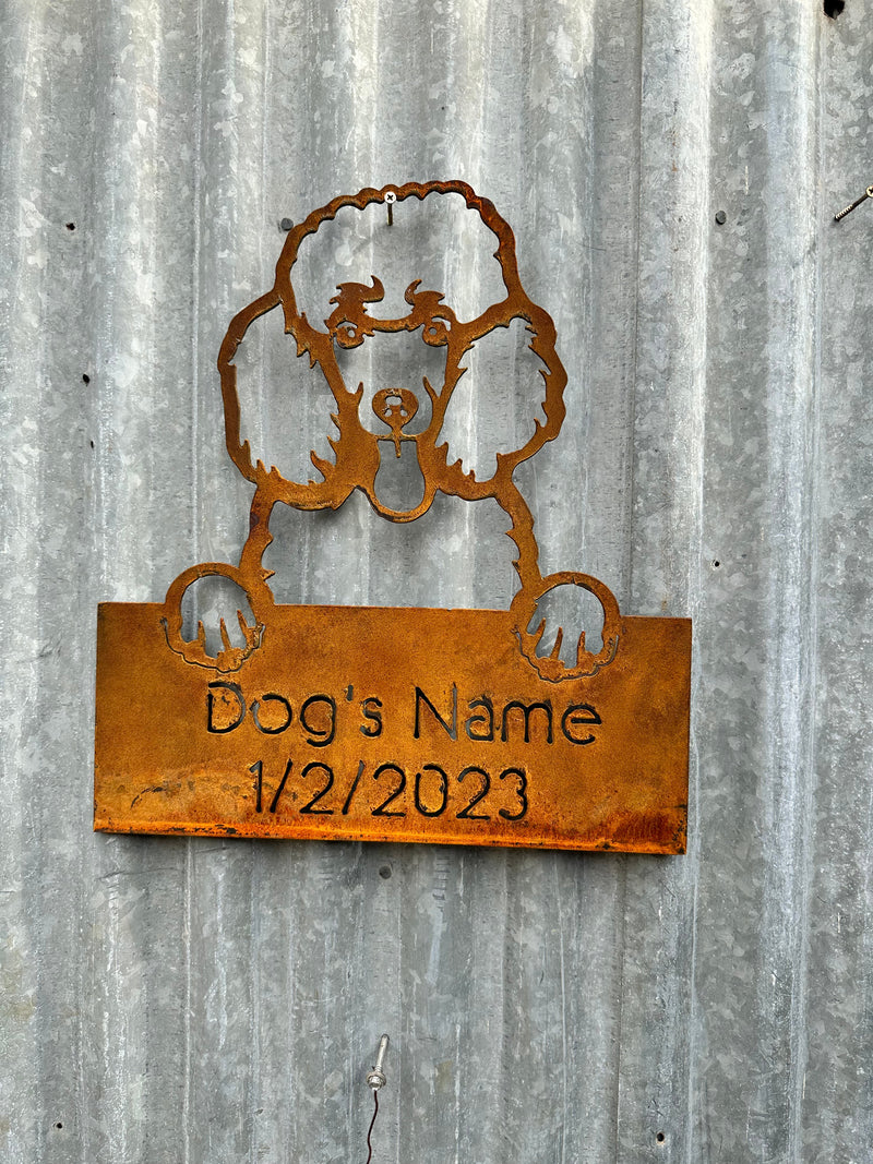 Poodle - Dog Memorial Plaque - Metal Art-Old n Dazed