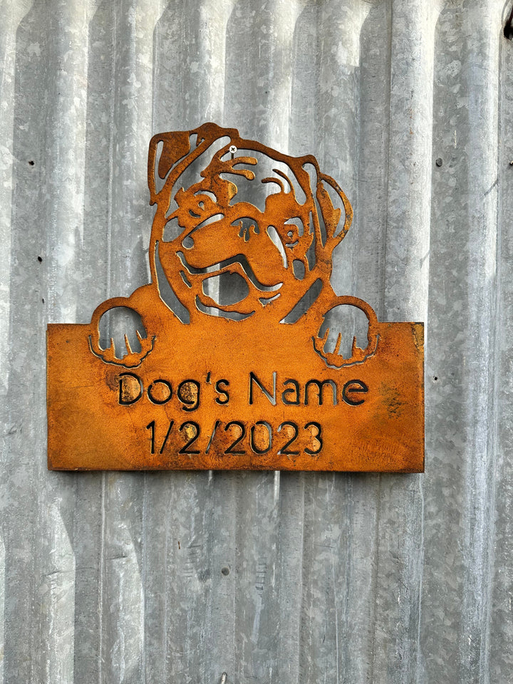Pug - Dog Memorial Plaque - Metal Art-Old n Dazed