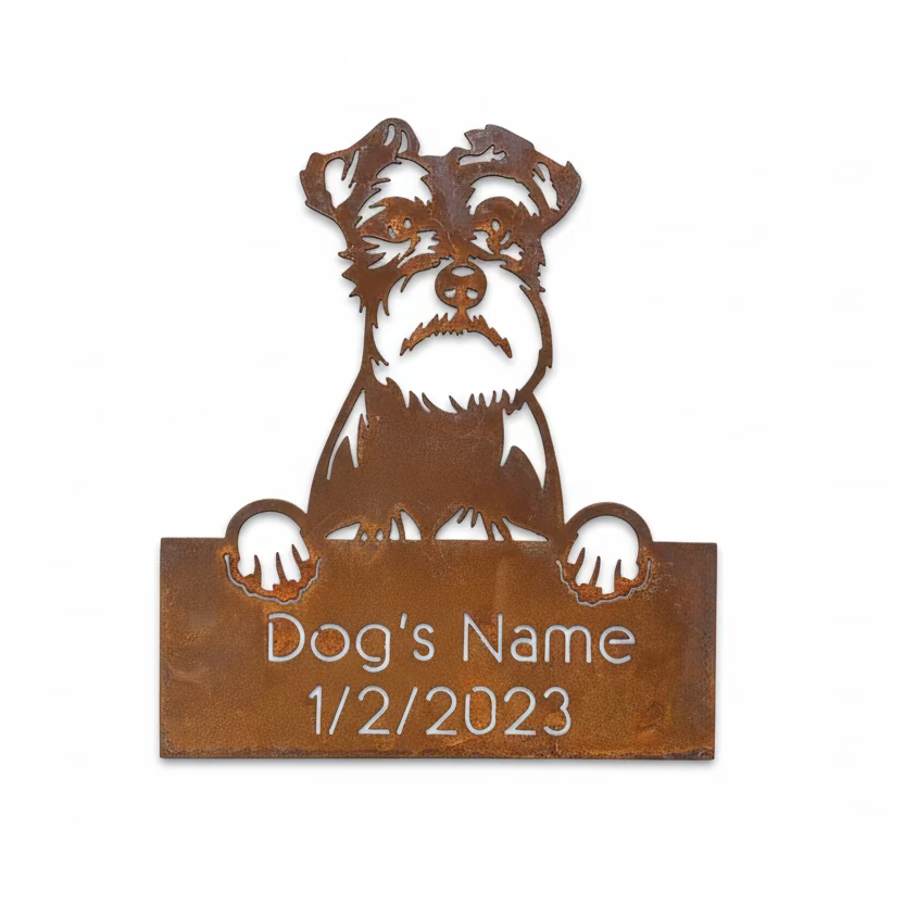 Schnauzer - Dog Memorial Plaque - Metal Art-Old n Dazed