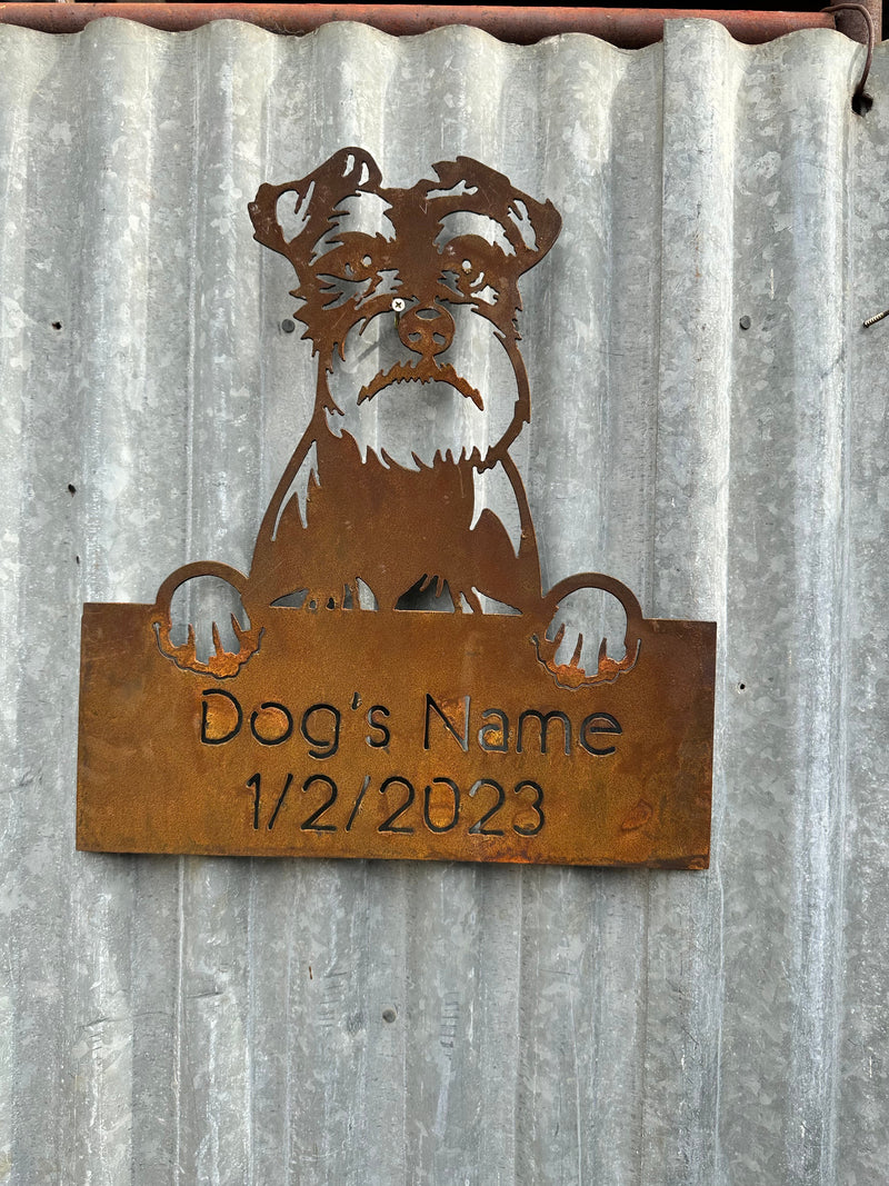 Schnauzer - Dog Memorial Plaque - Metal Art-Old n Dazed