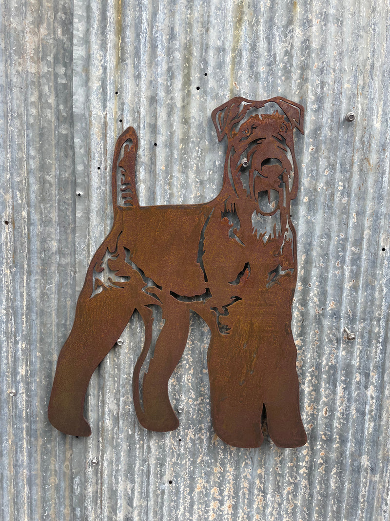 Airedale Terrier Metal Wall Art - Dog Garden Art-Old n Dazed