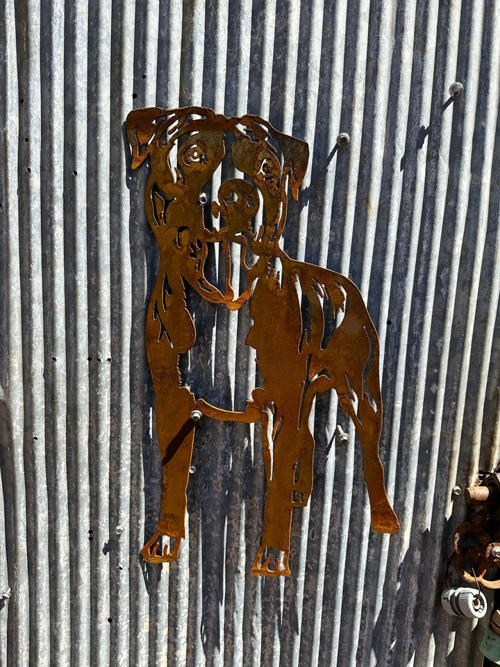 American Staffy Metal Wall Art - Dog Garden Art-Old n Dazed