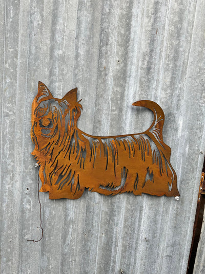 Australian Silky Terrier Metal Wall Art - Dog Garden Art-Old n Dazed