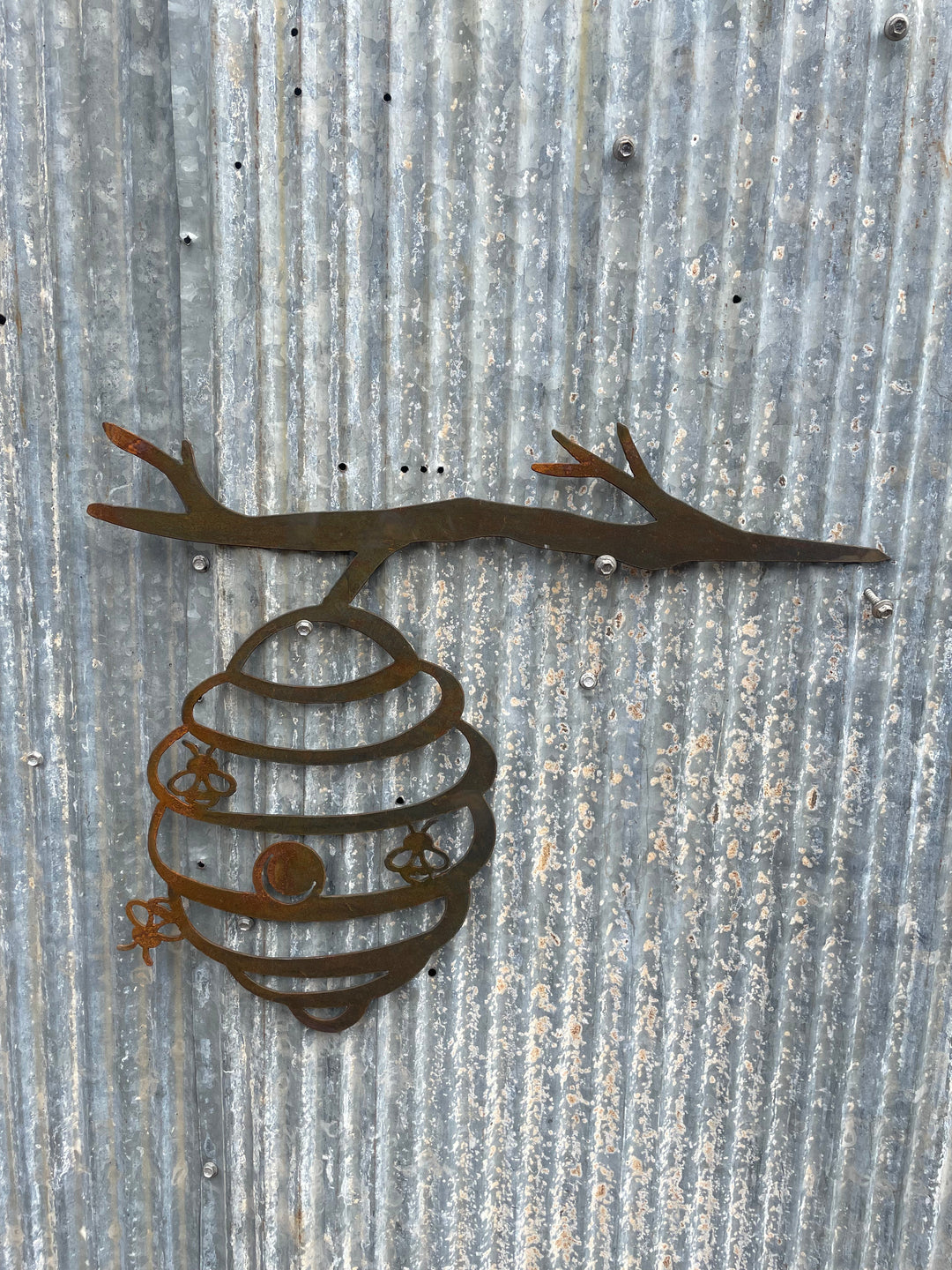 Bee Hive On A Branch -Metal Wall Art-Old n Dazed