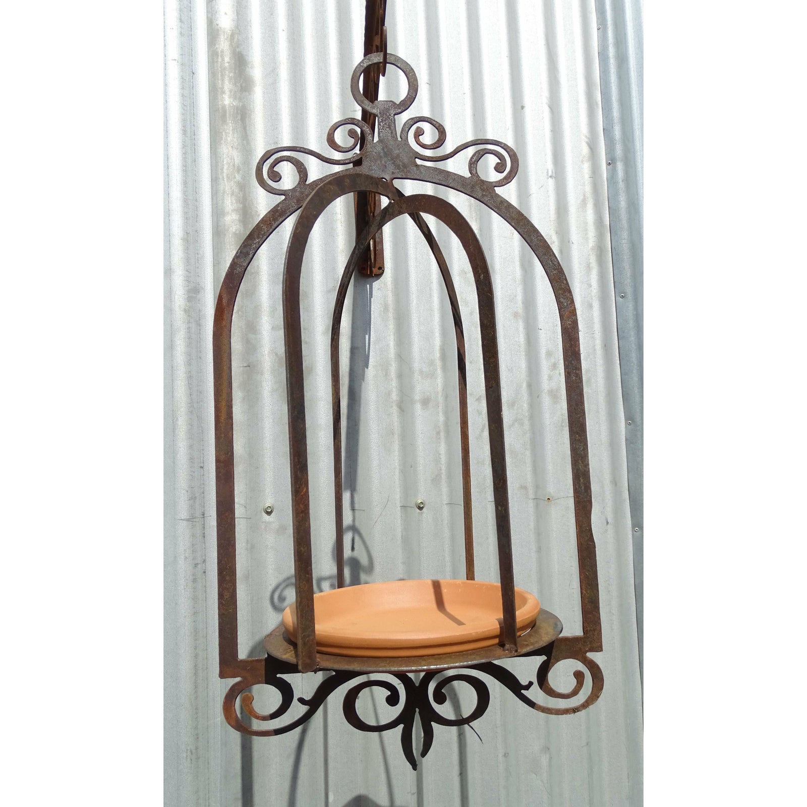 Bird cage Feeder / Bath Metal Garden Art-Old n Dazed