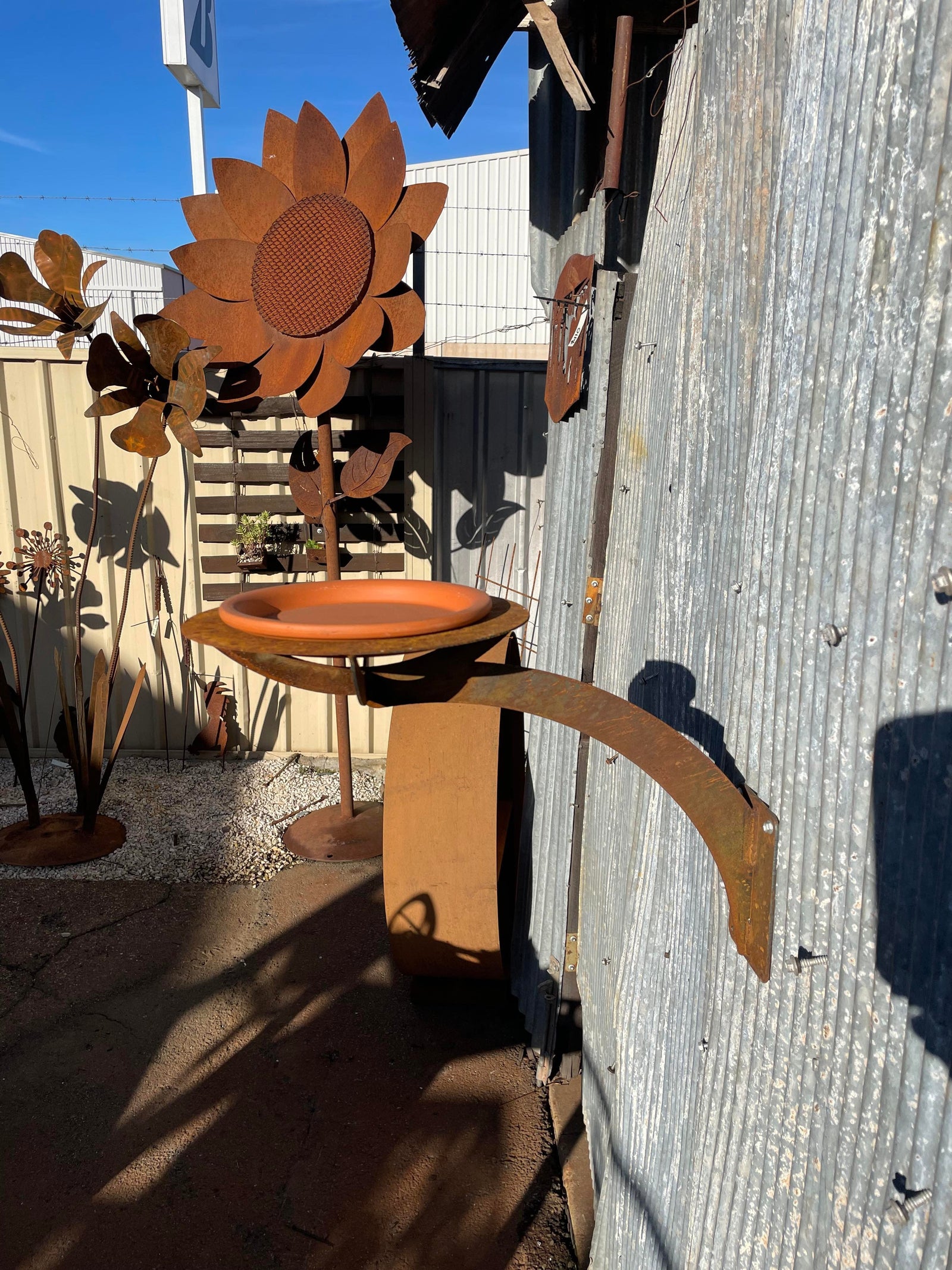 Bird Feeder / Bath - Metal Garden Sculpture-Old n Dazed