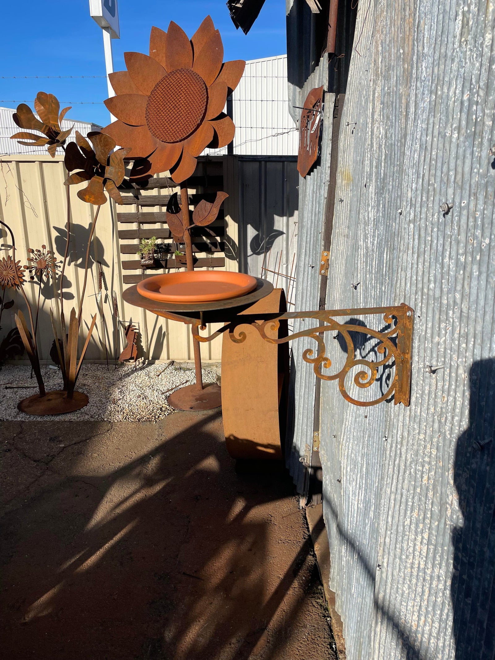 Bird Feeder / Bath - Metal Garden Sculpture-Old n Dazed