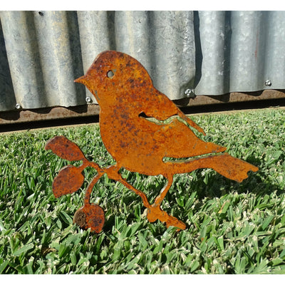 Bird on Branch Metal Garden Art-Old n Dazed