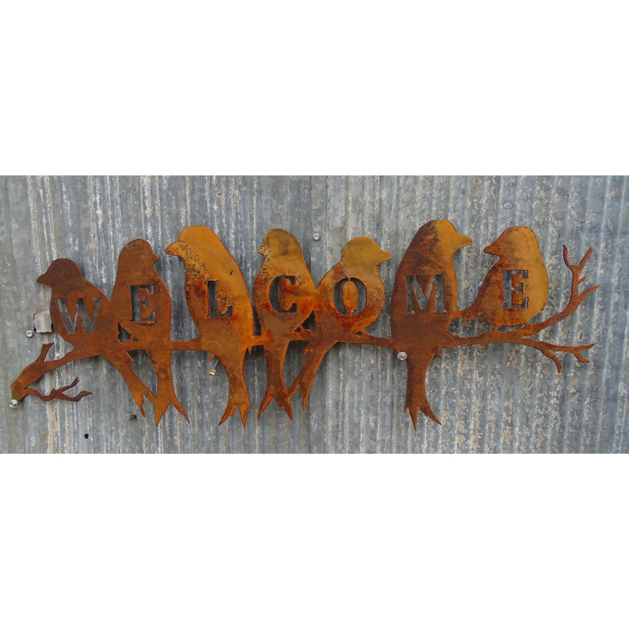 Birds WELCOME Metal Wall Art-Old n Dazed