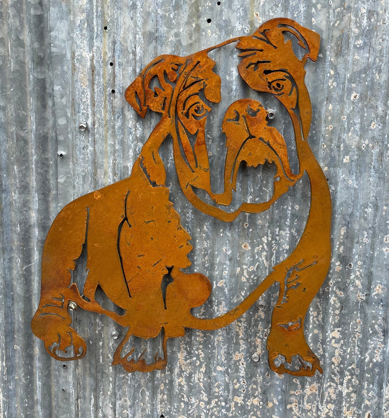 Bulldog English Dog Metal Wall Art - Garden Art-Old n Dazed