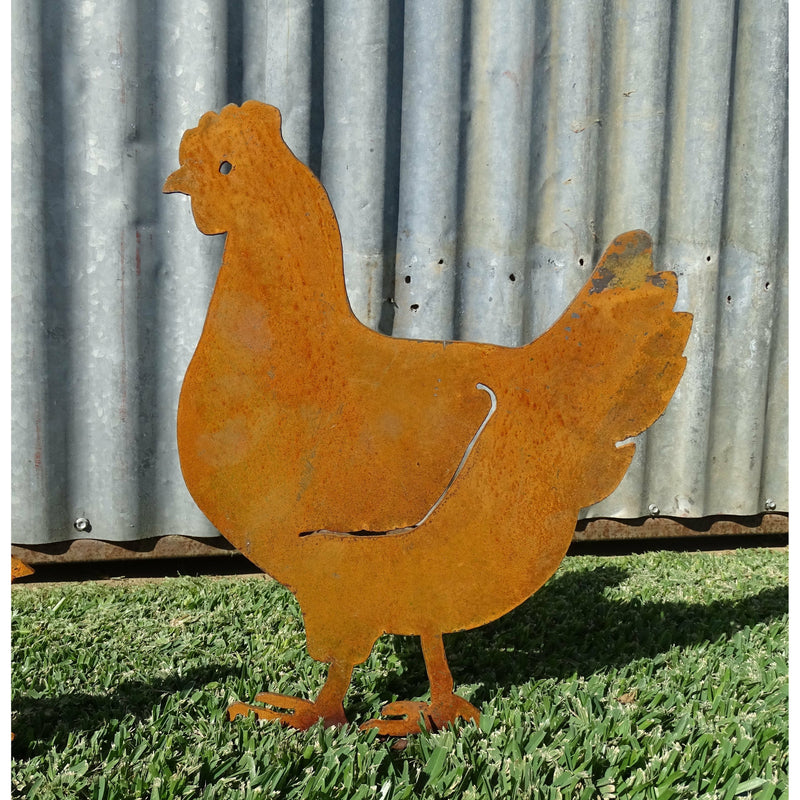Chicken and/or Baby Chicks Metal Garden Art-Old n Dazed