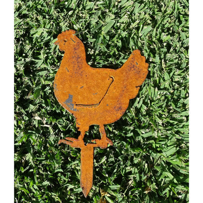Chicken Metal Garden Art-Old n Dazed