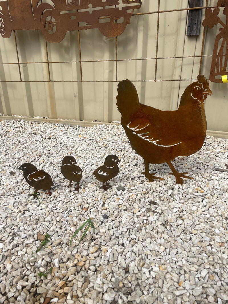 Chicken, Rooster and/or Chicks - Animal Metal Garden Art-Old n Dazed