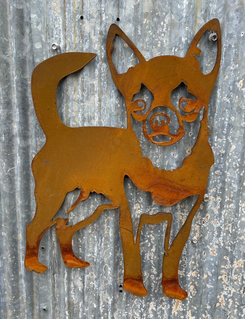 Chihuahua Dog Metal Wall Art - Garden Art-Old n Dazed