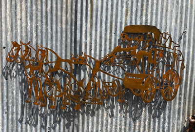 Cobb & Co Coach Horse and Cart Metal Wall Art-Old n Dazed