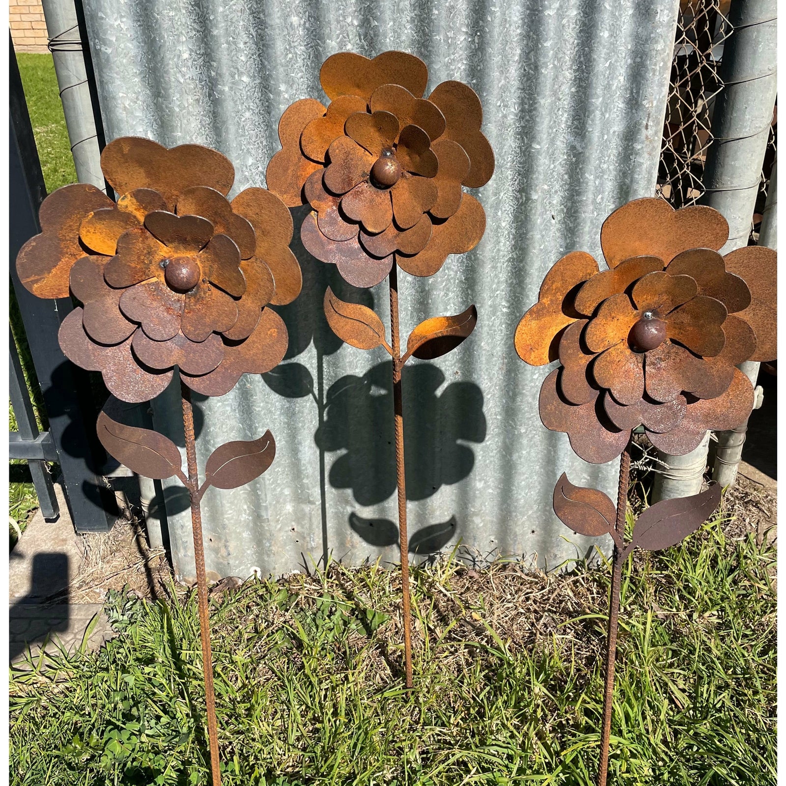 Cosmos Flower 1000mm tall Metal Garden Art-Old n Dazed