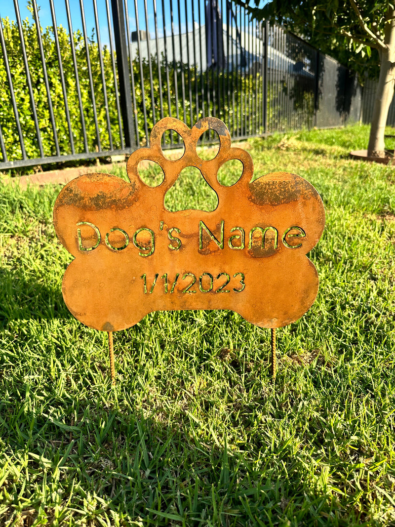 Custom Made Dog Bone Memorial Plaque - Metal Wall Art - Dog Garden Art-Old n Dazed