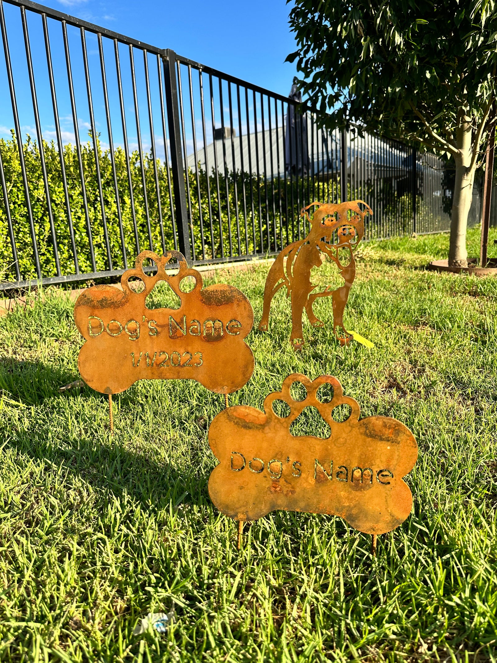 Custom Made Dog Bone Memorial Plaque - Metal Wall Art - Dog Garden Art-Old n Dazed