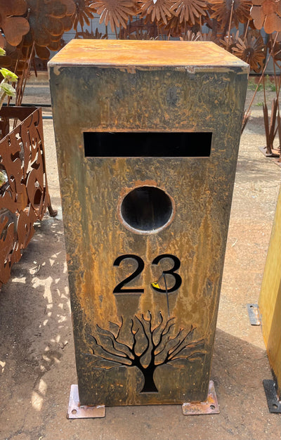 Custom Made Metal Mailbox Single square letterbox-Old n Dazed