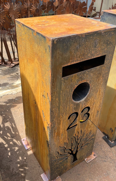 Custom Made Metal Mailbox Single square letterbox-Old n Dazed