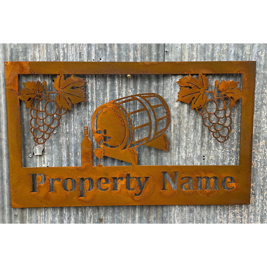 Custom Made Metal Property e Sign Wine Grapes-Old n Dazed