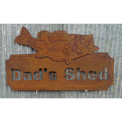 Dad's Shed Fish Sign Pop's (custom wording available) Metal Wall Art-Old n Dazed