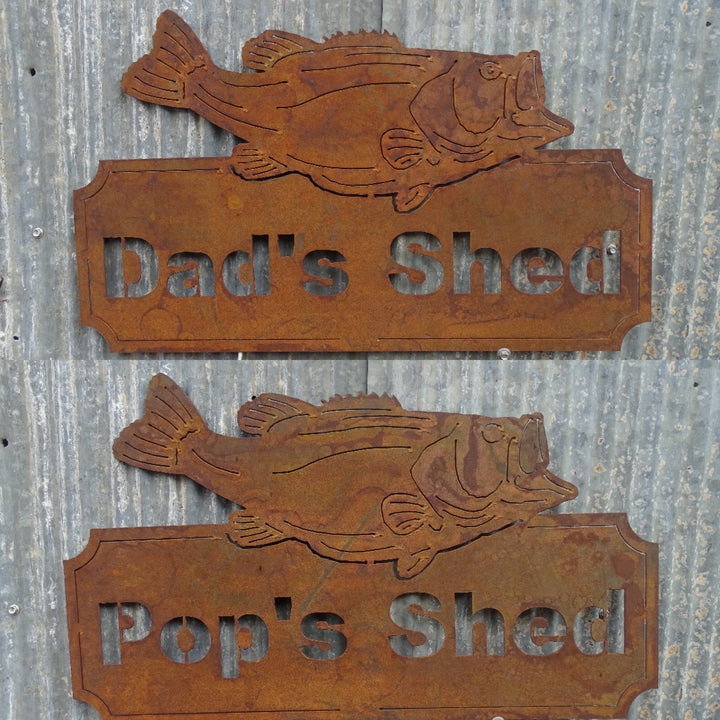 Dad's Shed Fish Sign Pop's (custom wording available) Metal Wall Art-Old n Dazed