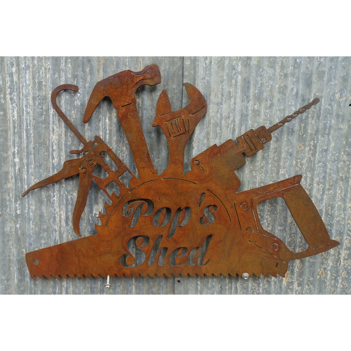 Dad's Shed Tools Pop's or personalize your own Metal Wall Art-Old n Dazed
