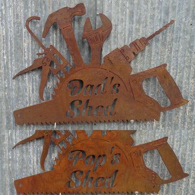 Dad's Shed Tools Pop's or personalize your own Metal Wall Art-Old n Dazed