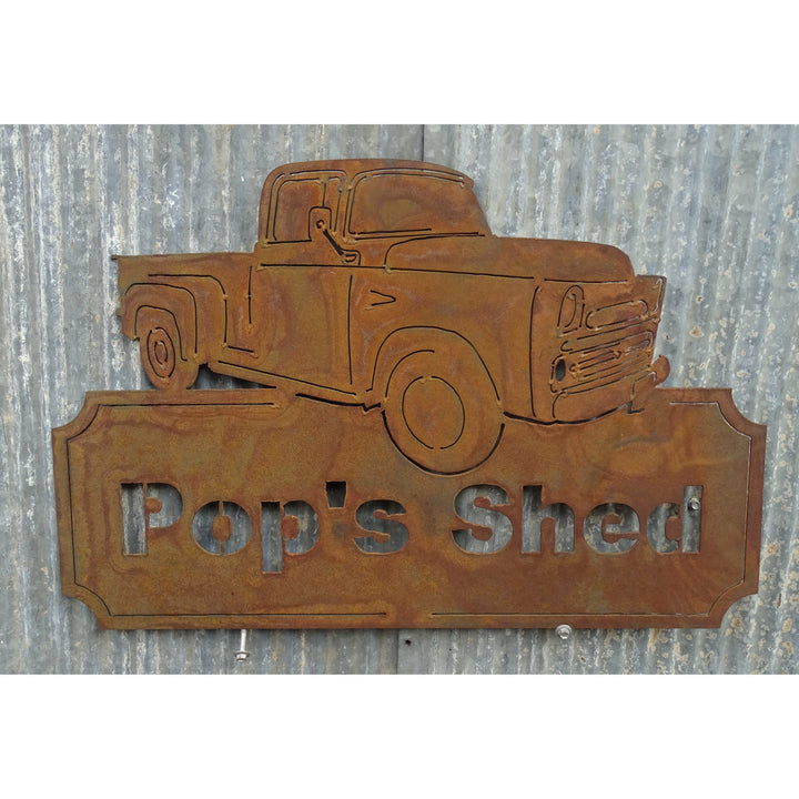 Dad's Shed Ute Pop's (custom wording available) Metal Wall Art-Old n Dazed