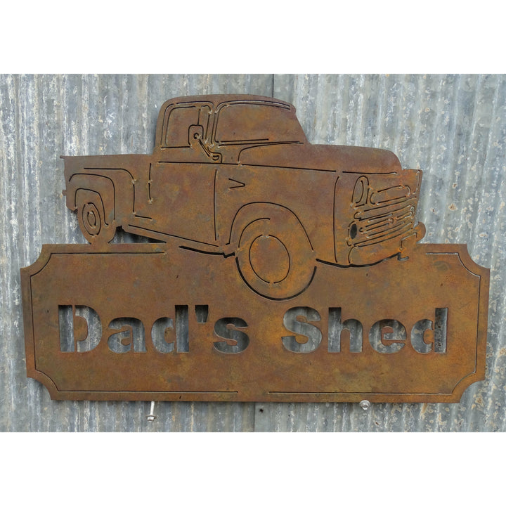 Dad's Shed Ute Pop's (custom wording available) Metal Wall Art-Old n Dazed